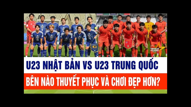 Cầu thủ U23 Nhật Bản tung cú sút mạnh vào khung thành U23 Trung Quốc
