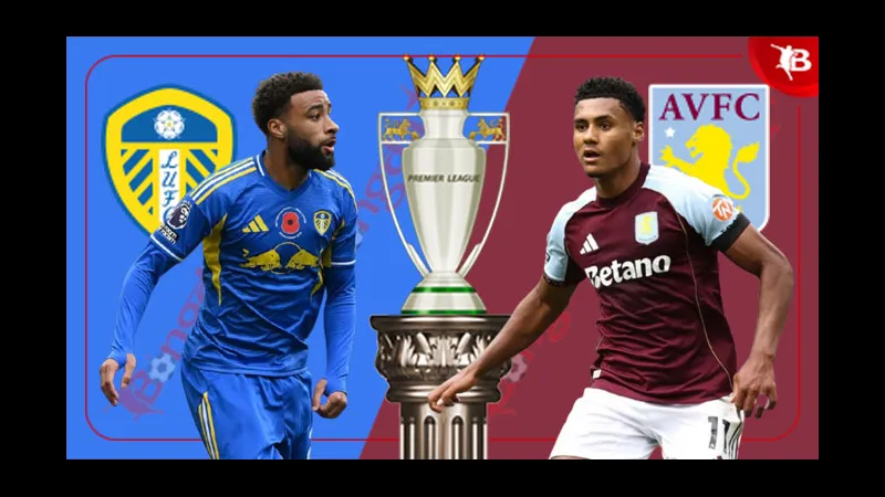 Cầu thủ Aston Villa và Leeds tranh chấp quả phạt góc